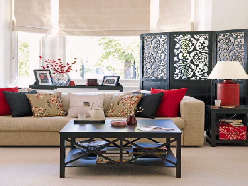 asian accented living room