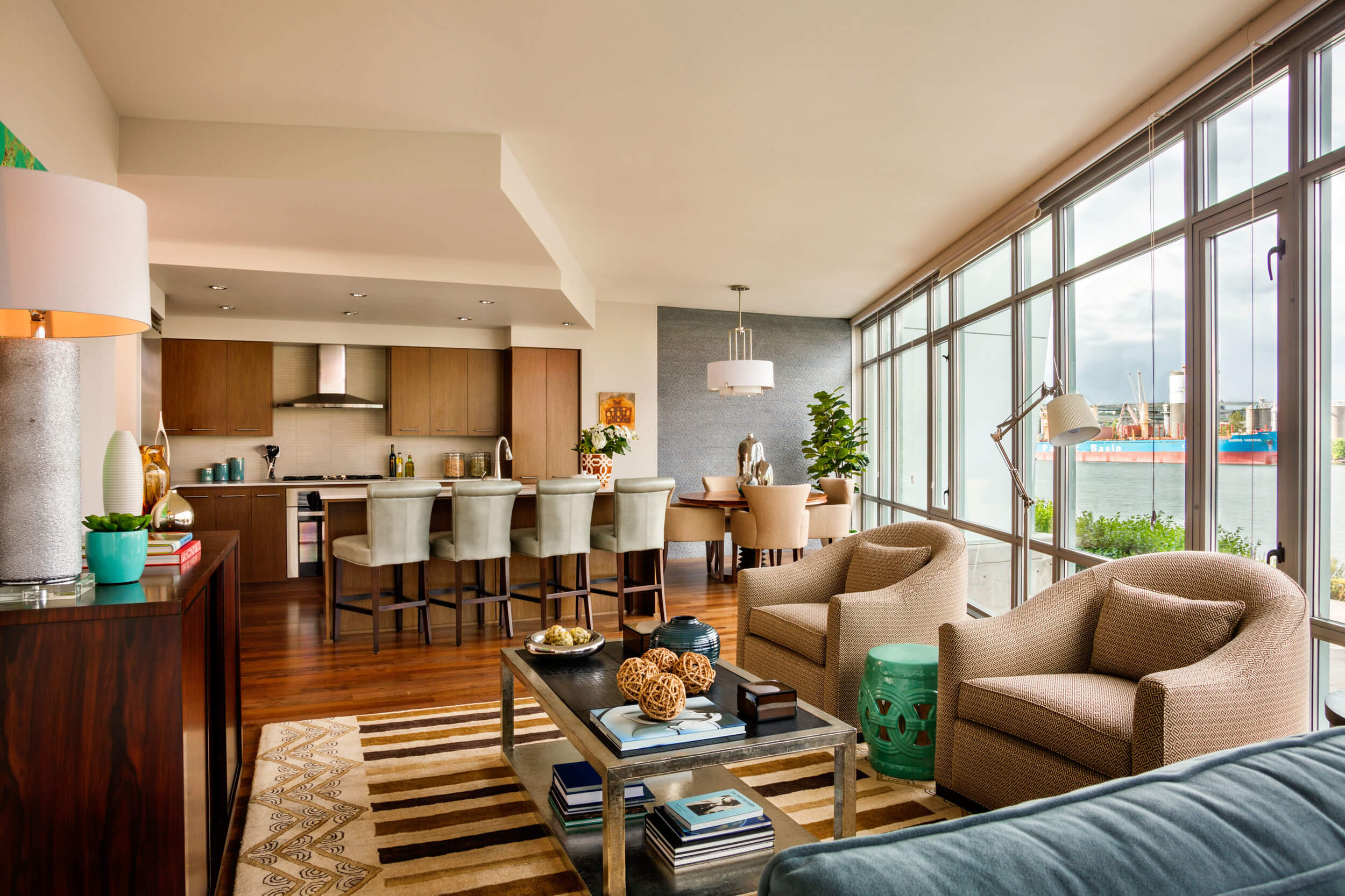 condo interior living contemporary room waterfront pearl bedroom two stunning source designers