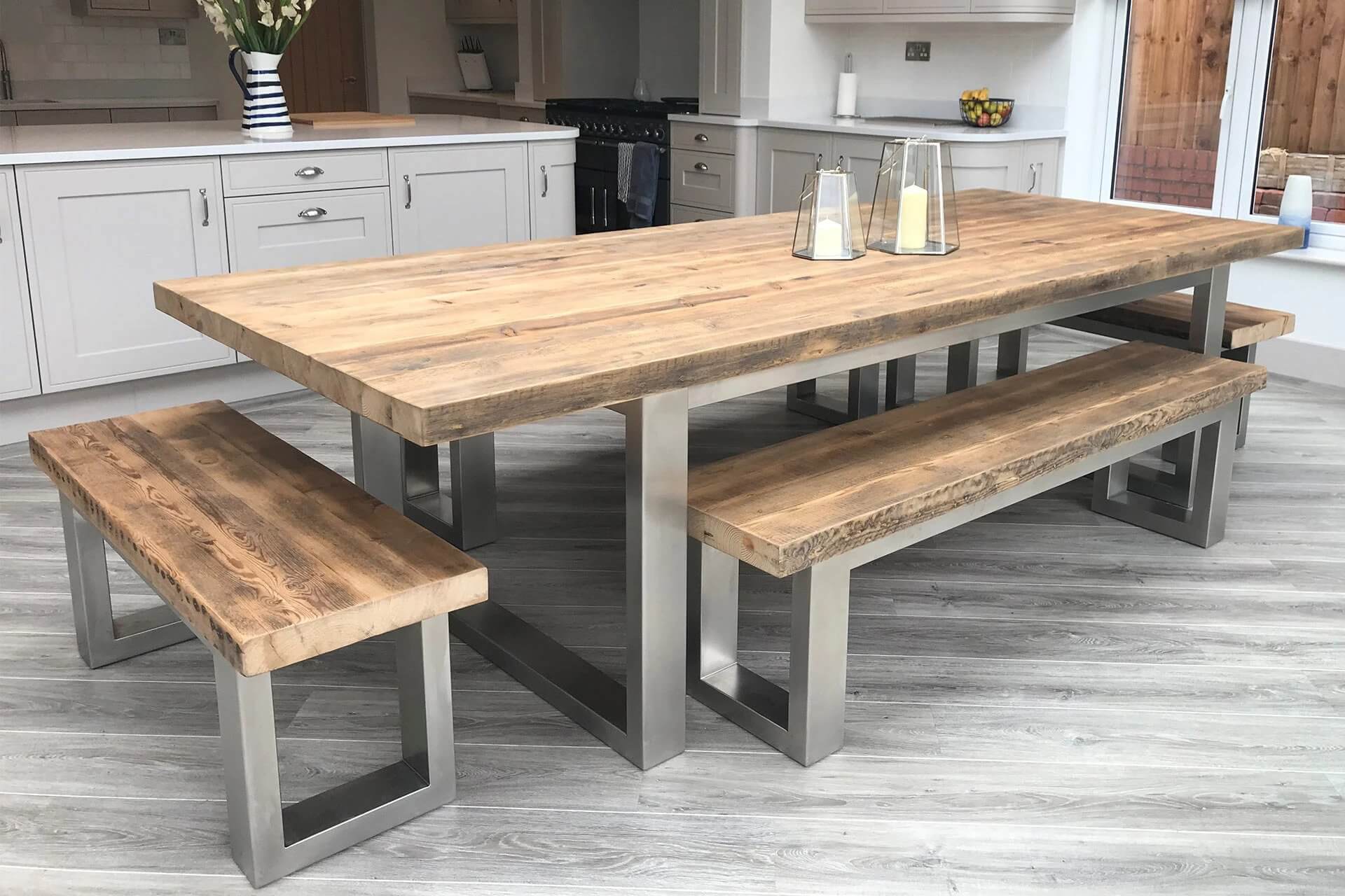 Teak Bench Dining Table Set