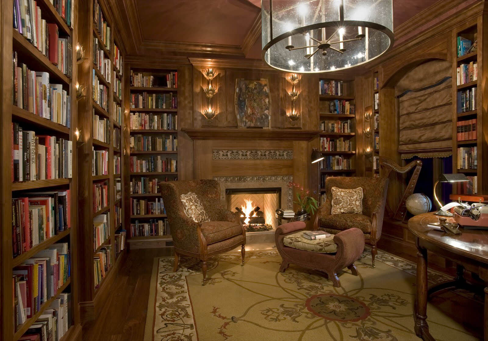 library style living room