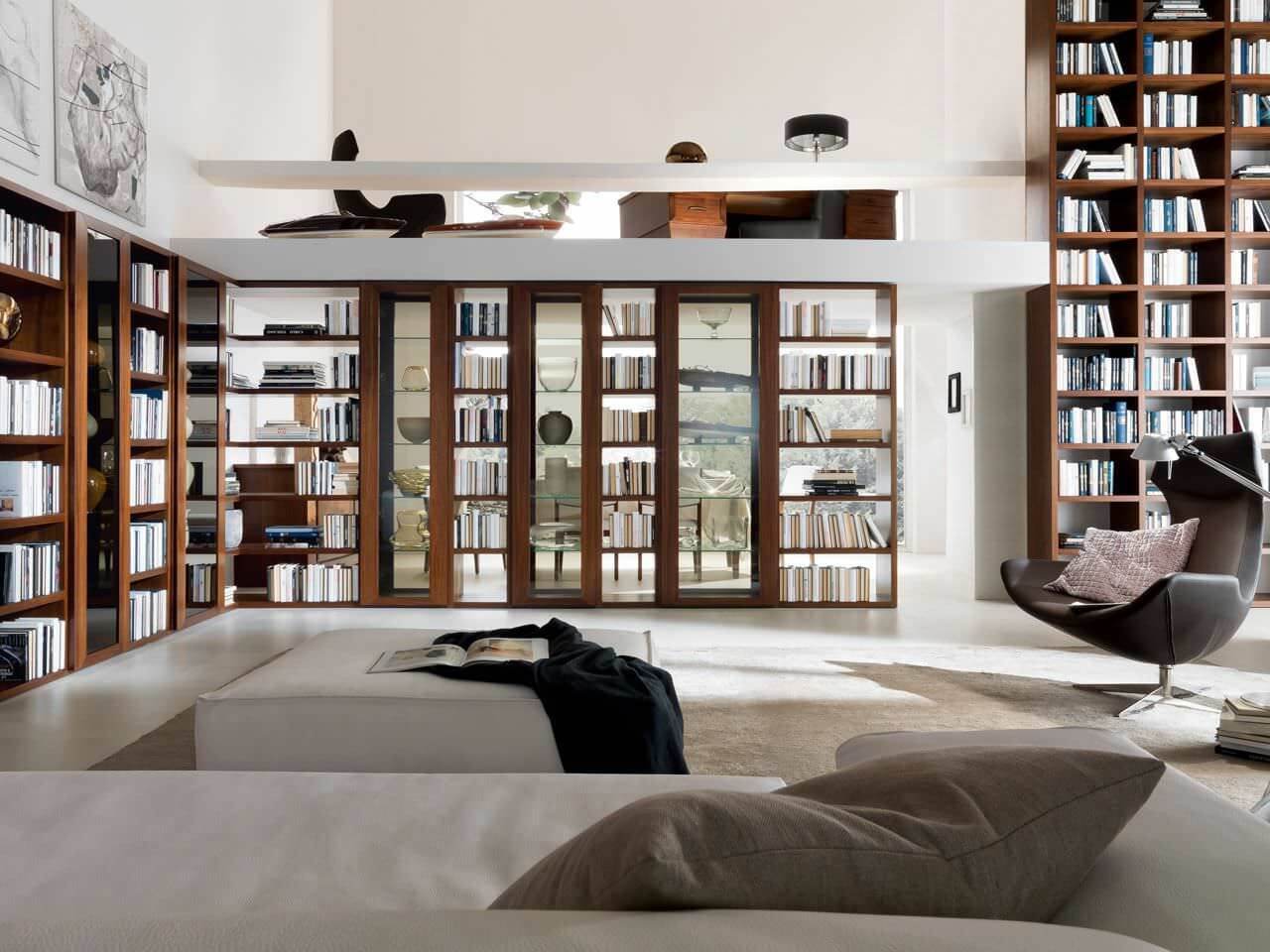 contemporary home library design