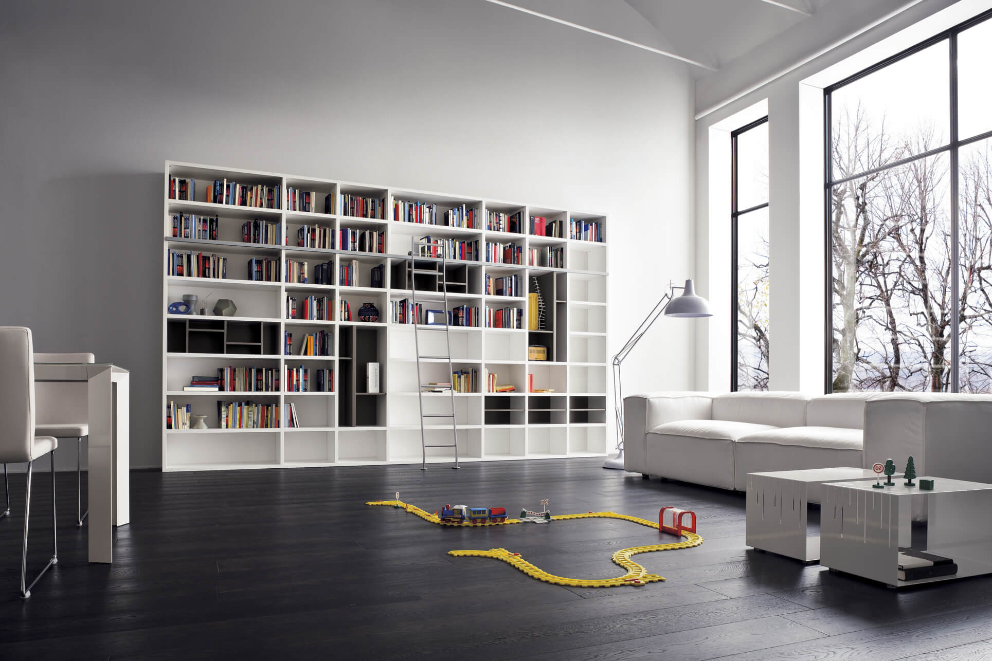 contemporary home library design