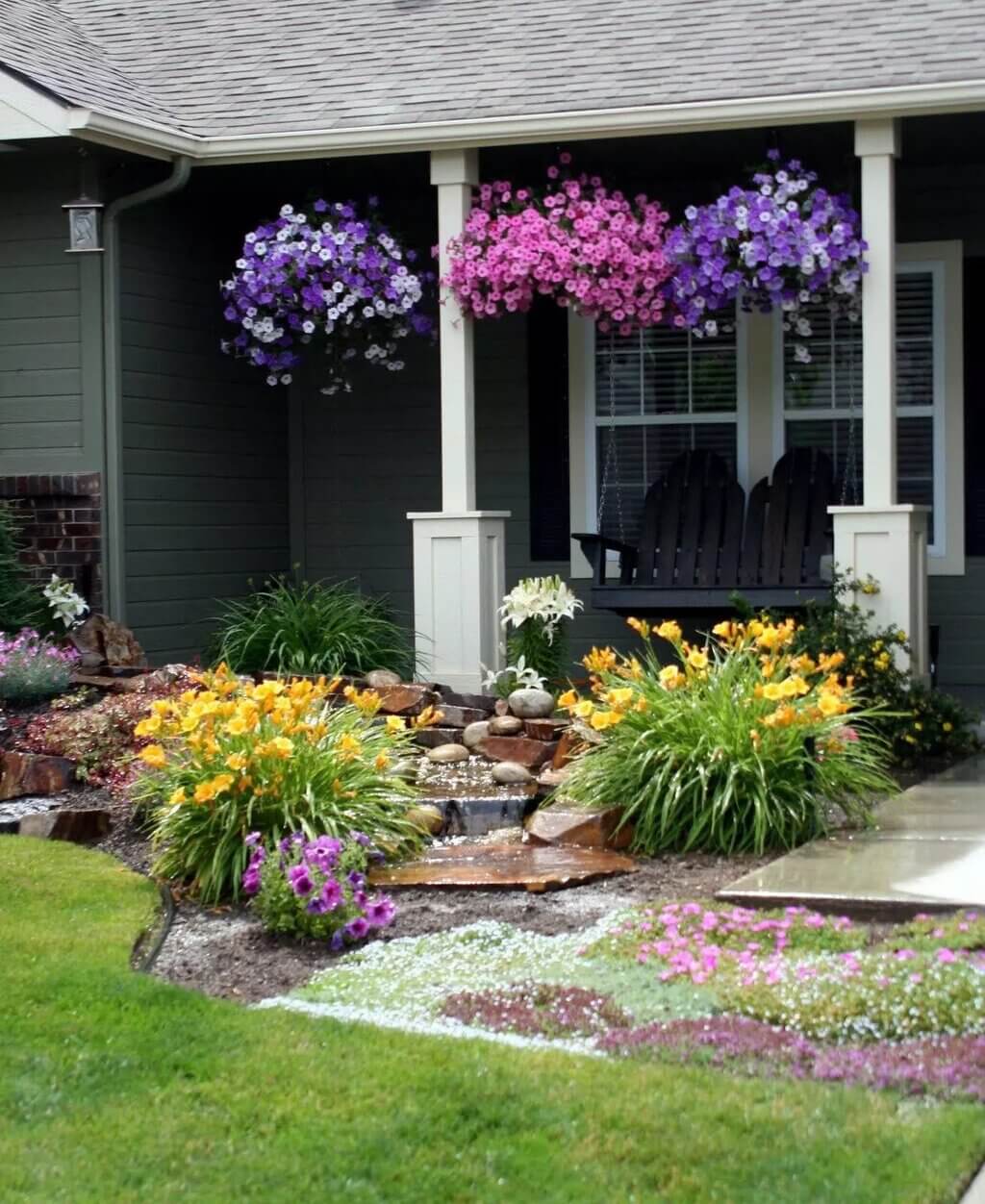 low maintenance landscaping ideas: The Petunias Porch