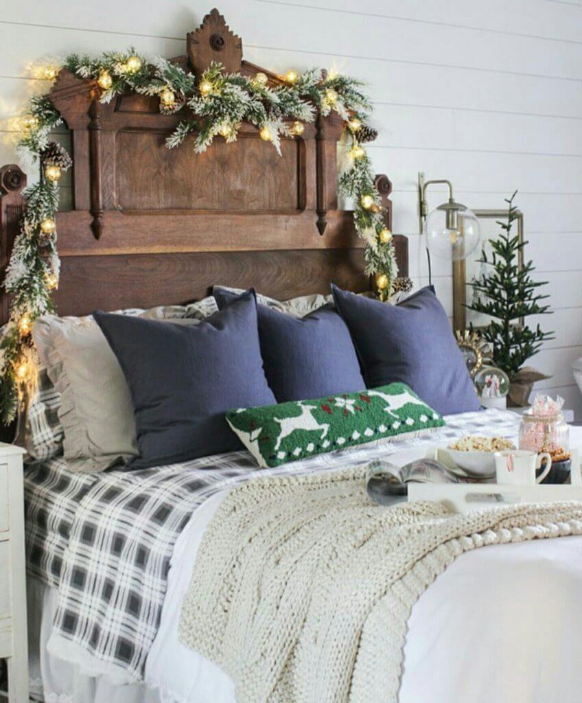 Traditionally festive bedroom decor
