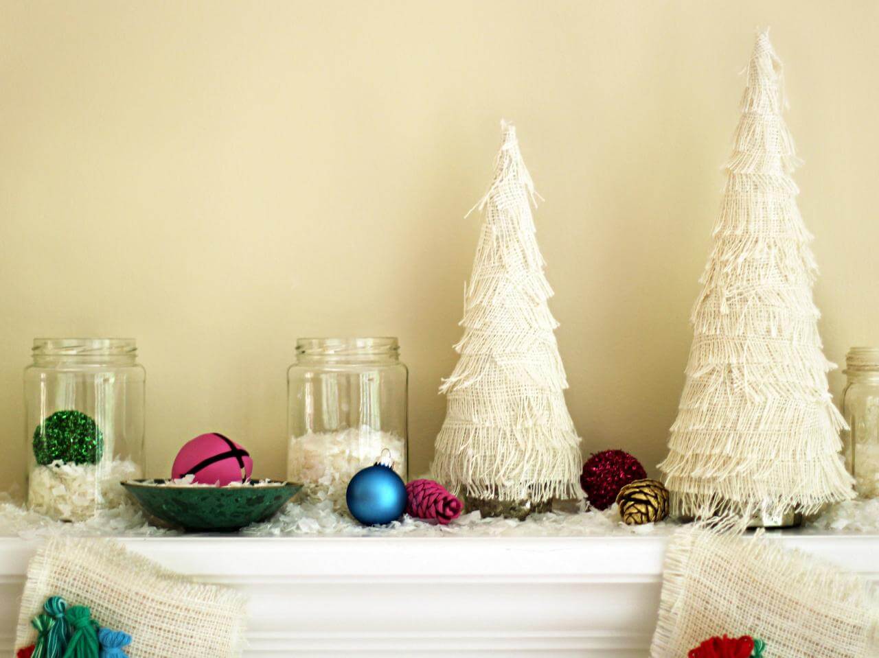 christmas decorations in white color
