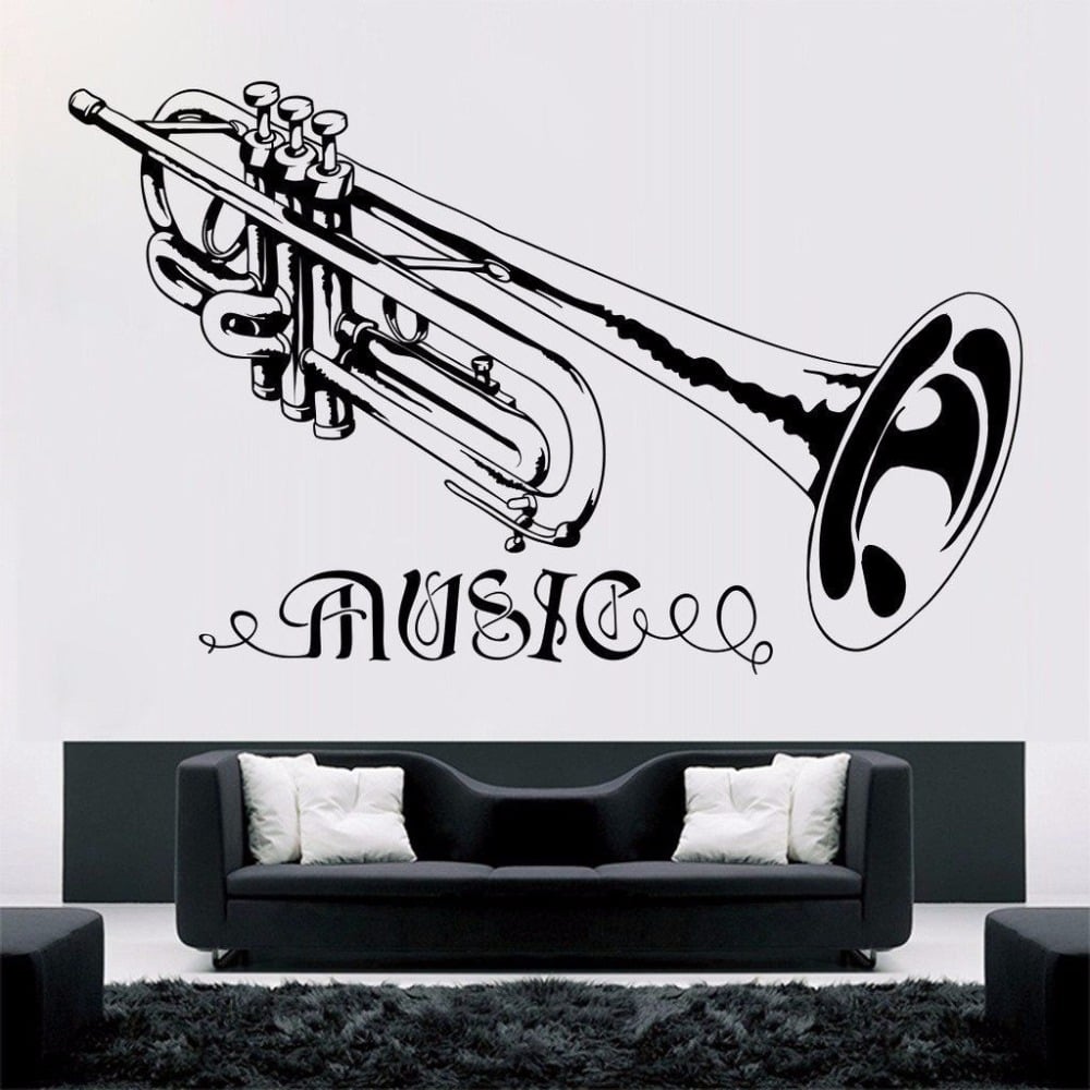 Trumpet Player Music Transfer RA216 Interior Art Decor Music Wall Stricker 