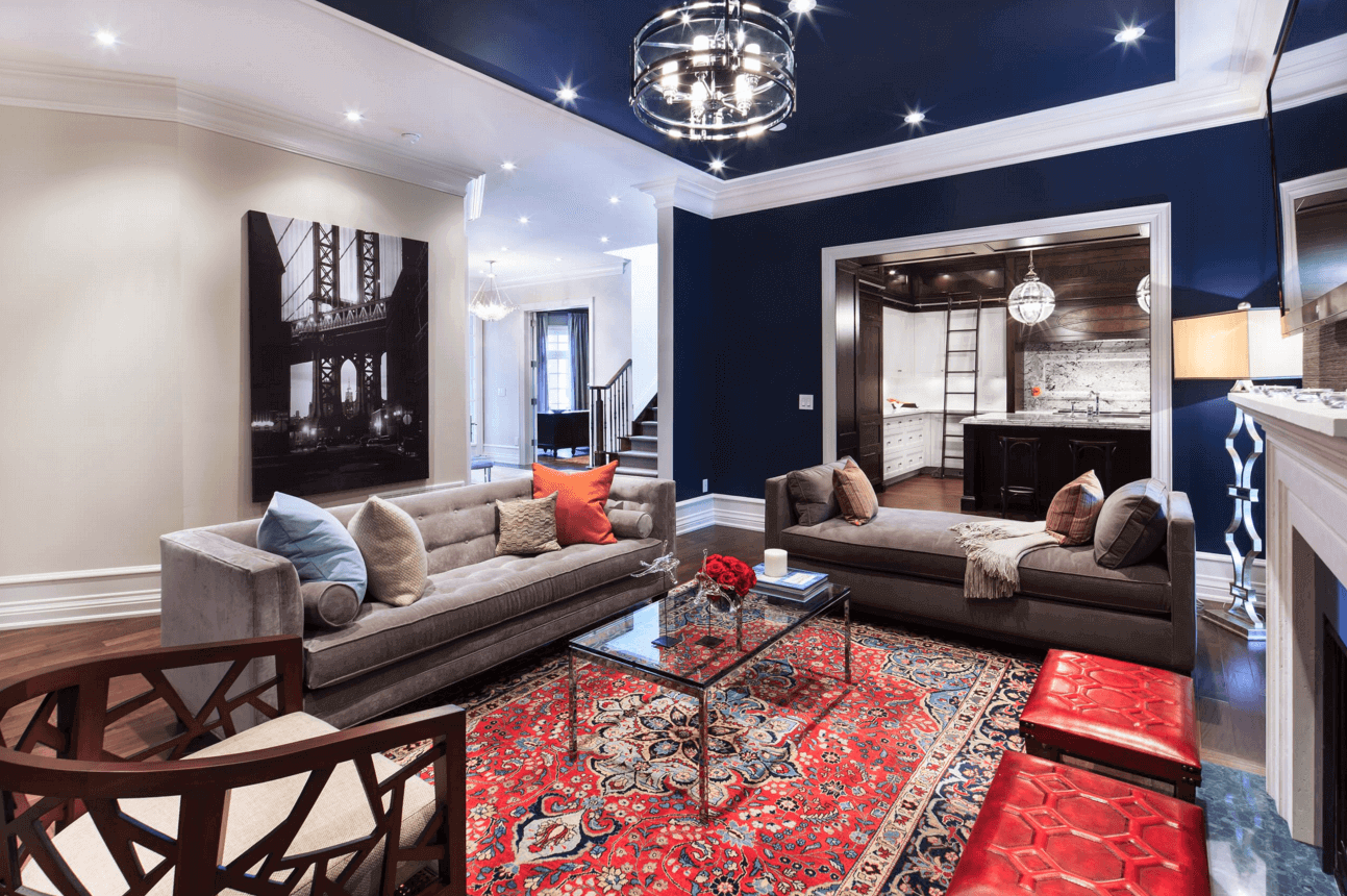 A living room filled with furniture and a fire place
