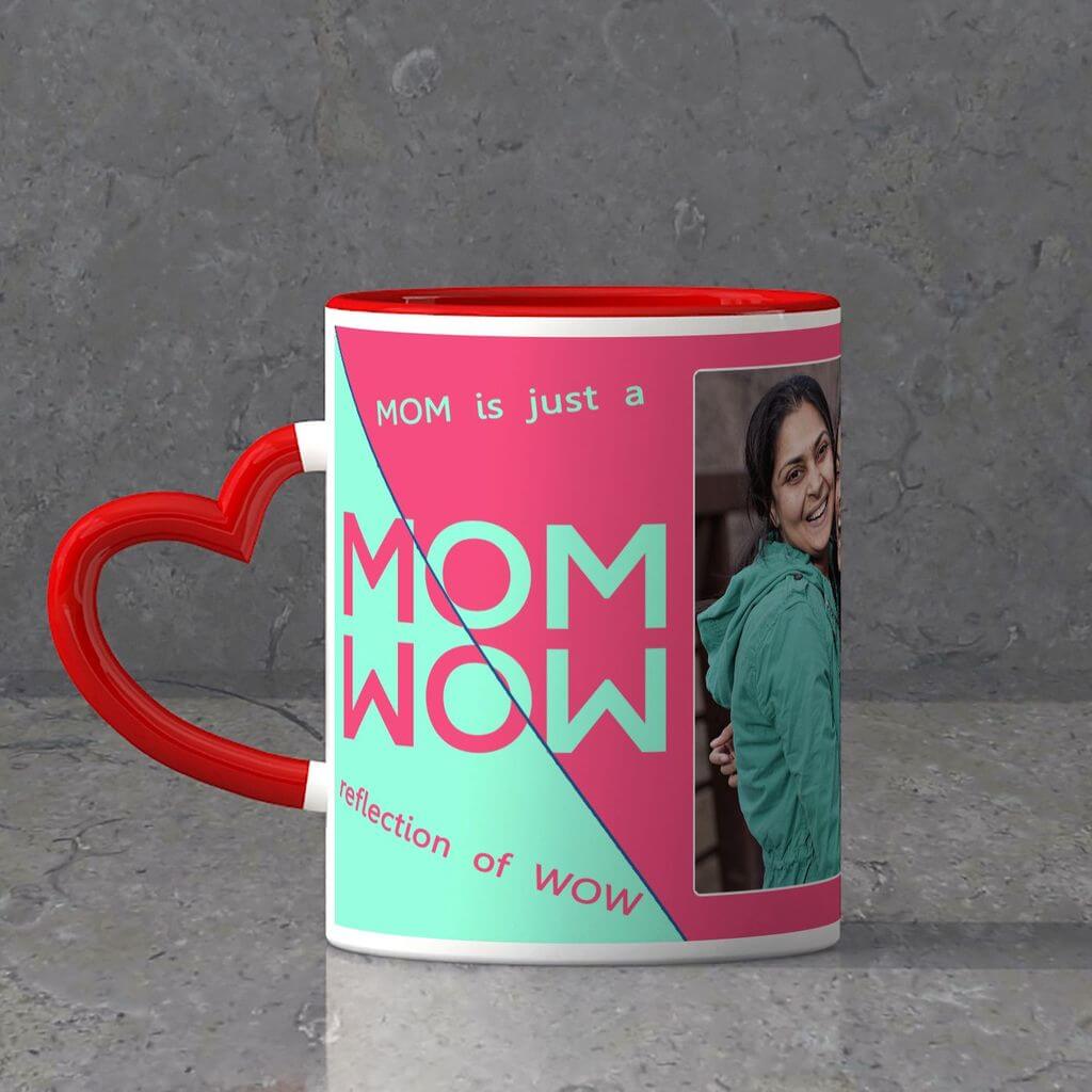 A coffee mug with a picture of a woman on it
