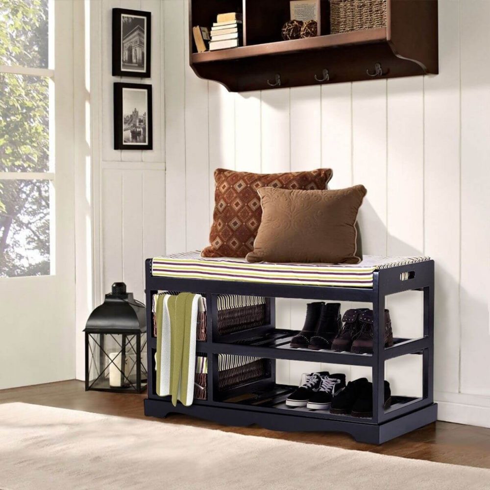 Bench and Basket Shoe Rack Ideas