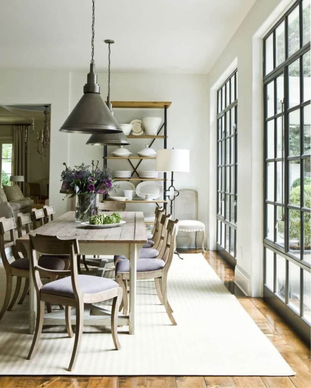 French Window “Walls” for Dining Room: large windows