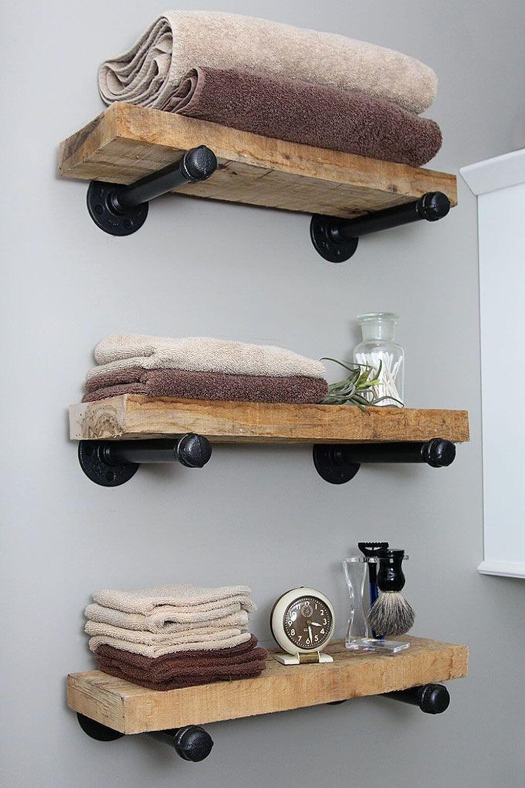 handmade rustic shelf Industrial Decor Idea