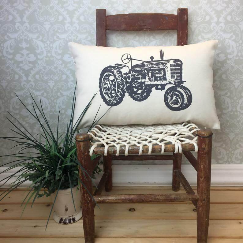 vintage tractor pillow Industrial Decor Idea
