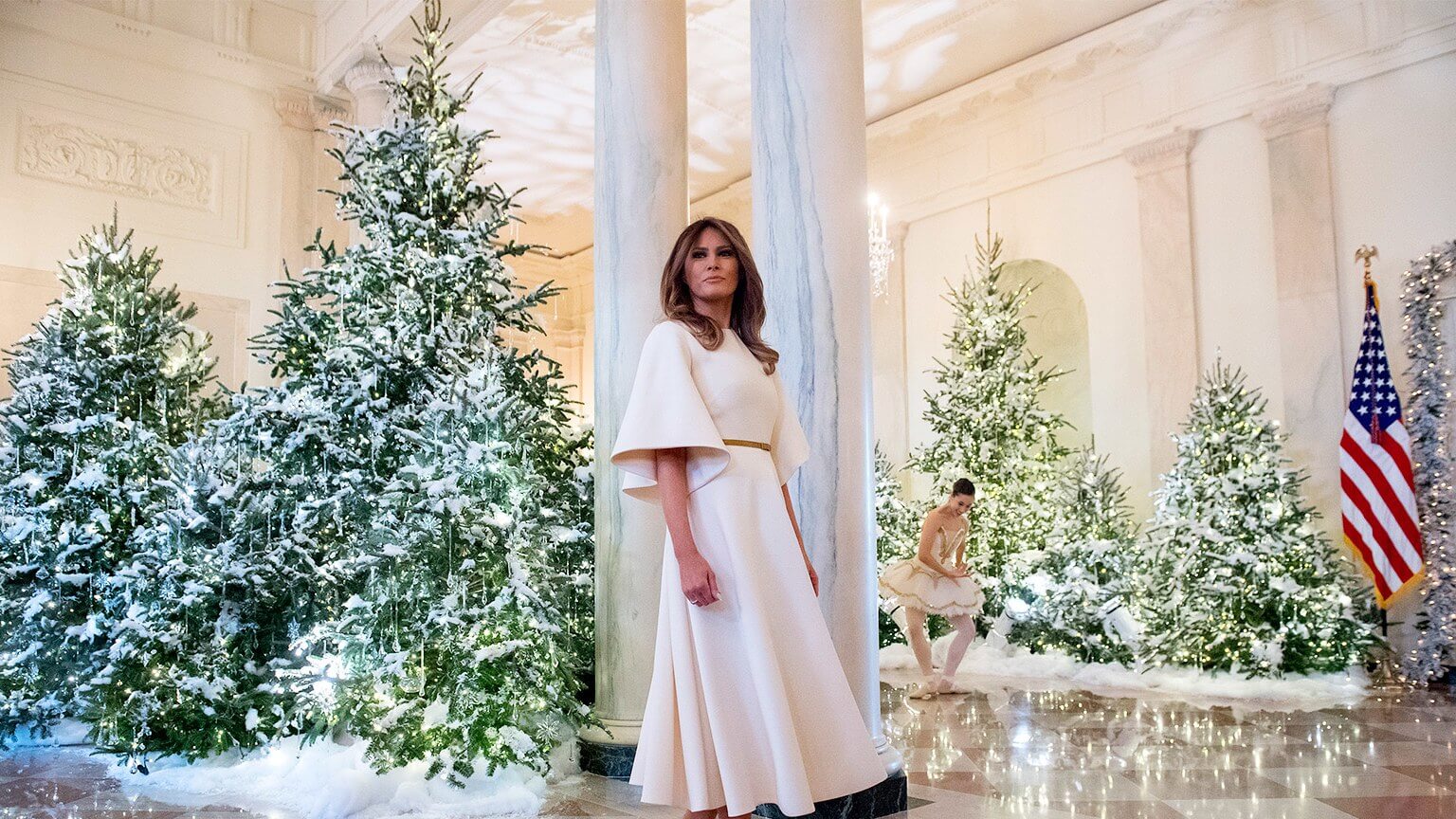 Melania Trump inside white house for Christmas decoration