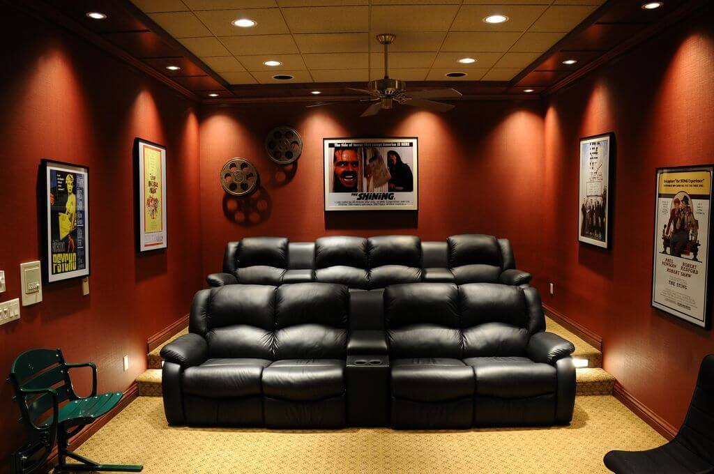 Put up some posters from your favorite movies home theatre system