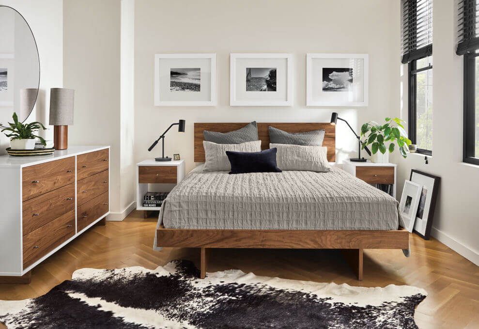 black mid century modern bedroom furniture