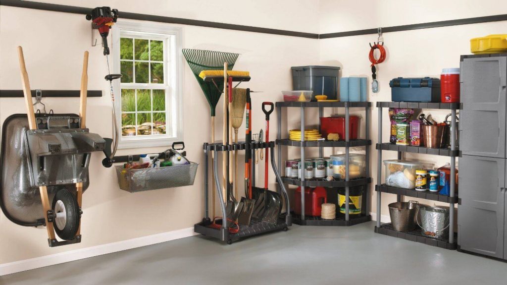 A garage filled with lots of storage and tools
