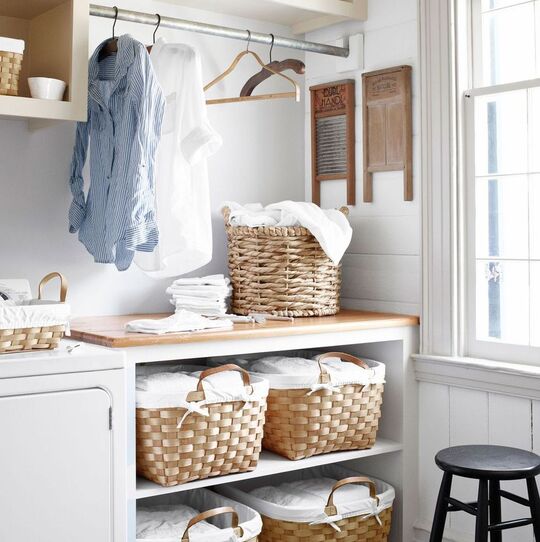 baskets in laundry room