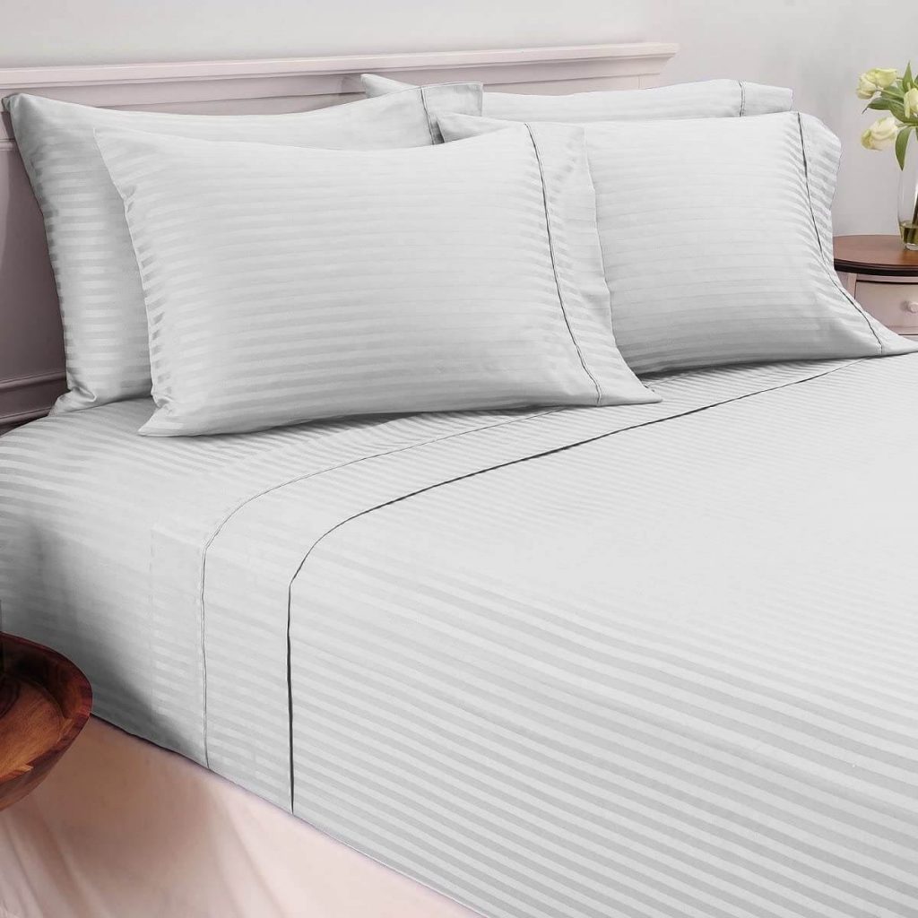 Mellanni 100% Egyptian Cotton Striped Bed Sheet Set