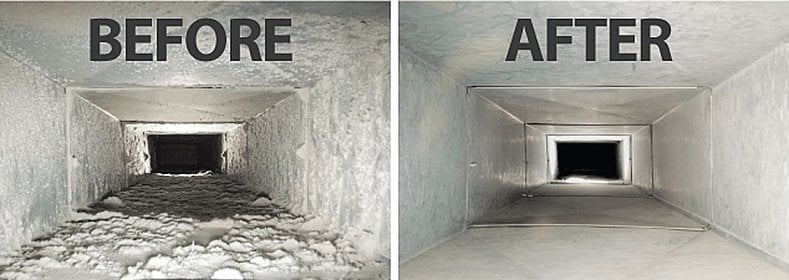 Air Duct Cleaning before & after