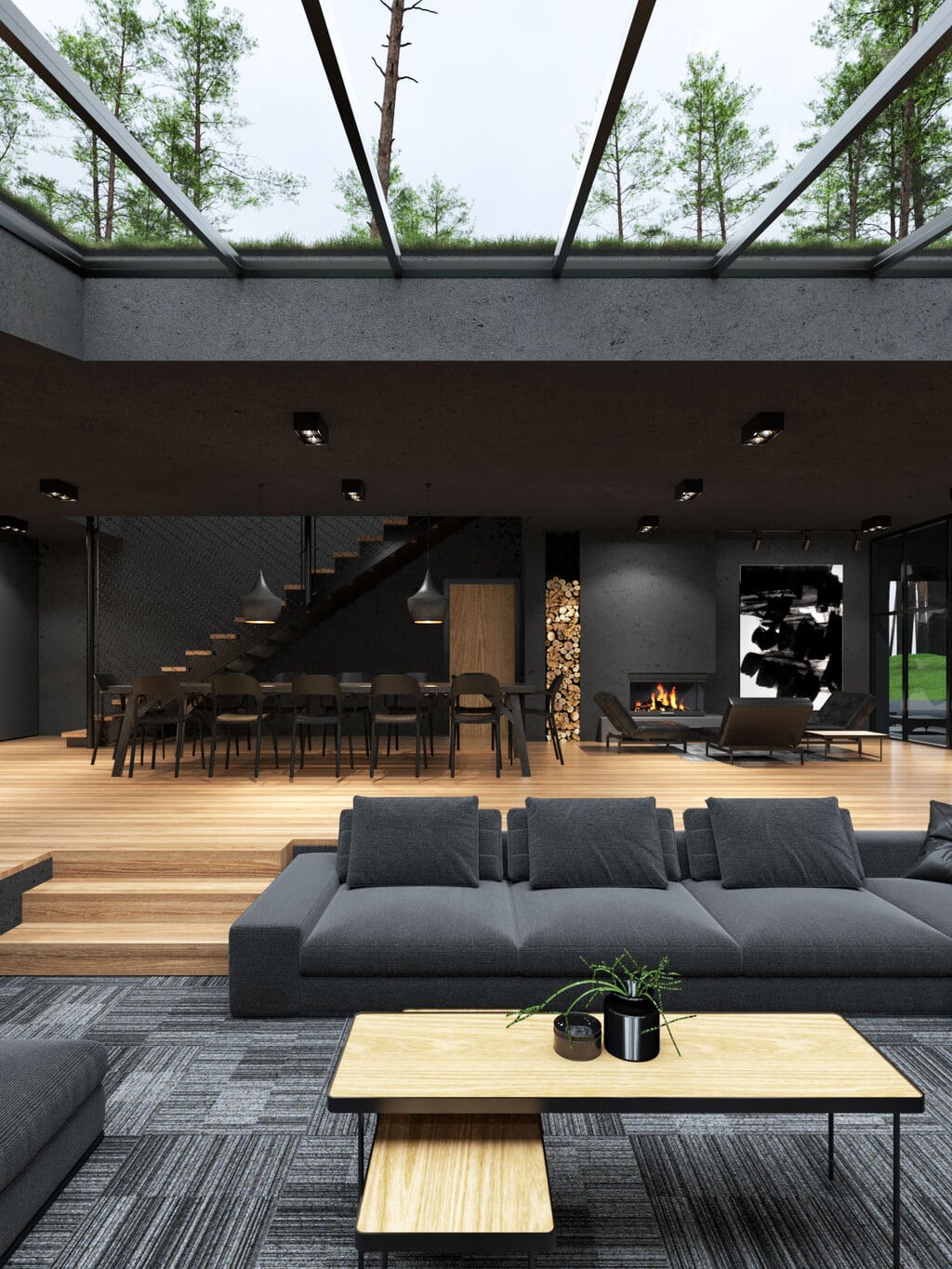 Black villa room interior design