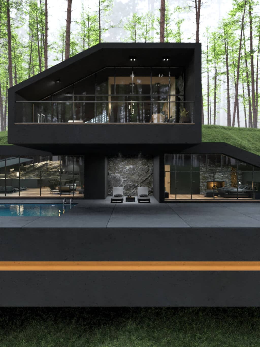Black villa exterior design