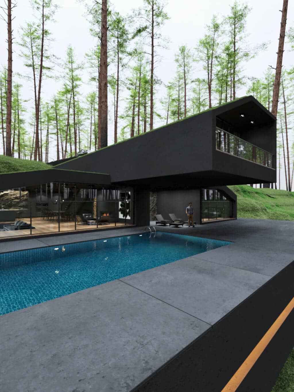 Black villa pool