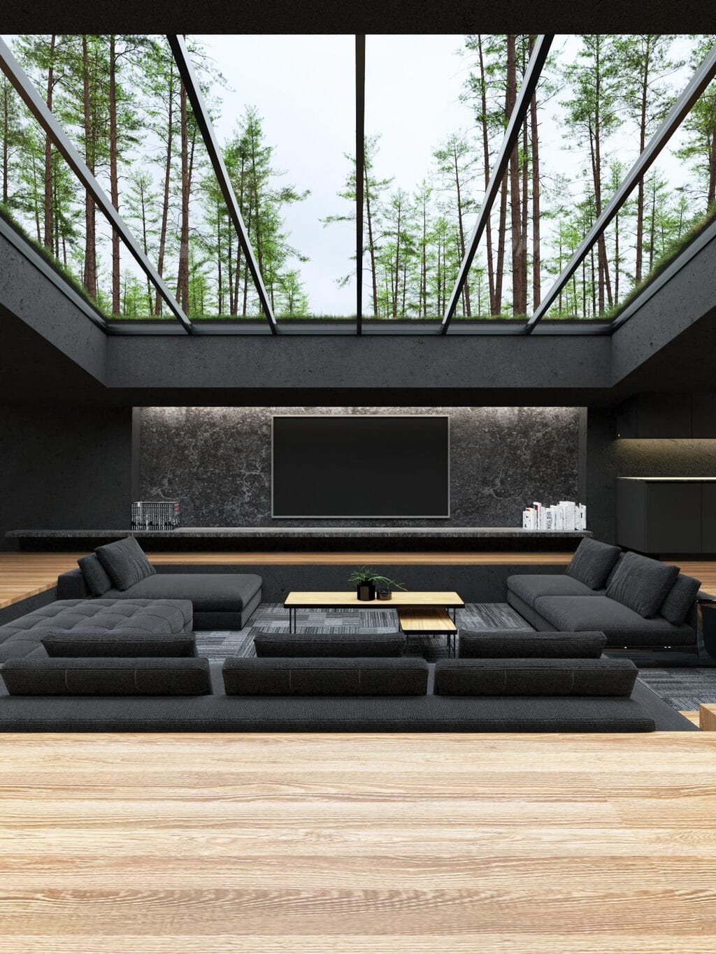 Black villa interior