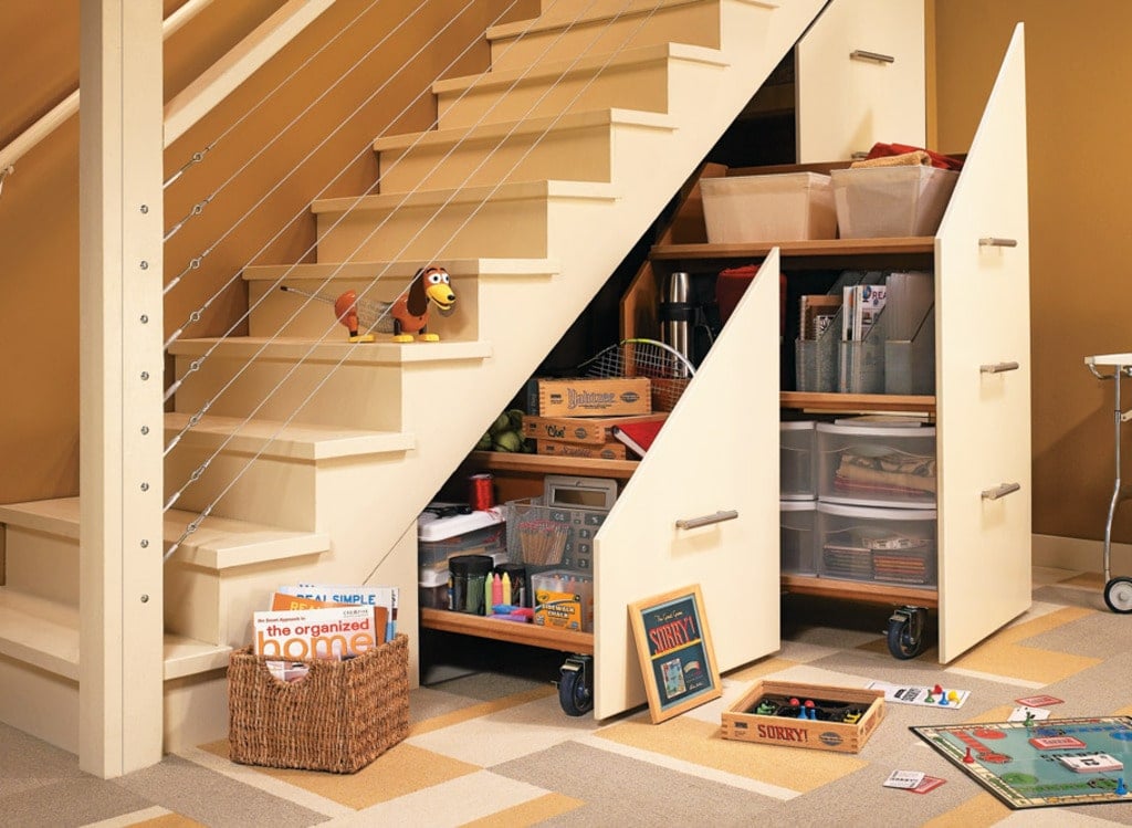 Store Under the Stairs Maximize and Organize Your Basement Space 