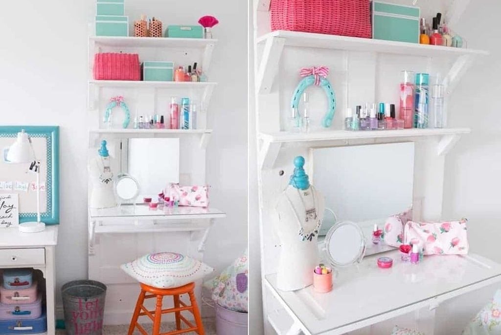 Diy Vanity Table 15 Beautiful Super, How To Put Shelves In A Work Vanity