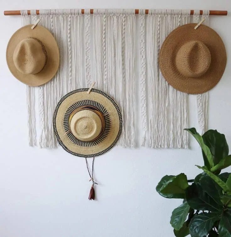 Bohemian Wooden Bar and Linen Hat Hanger