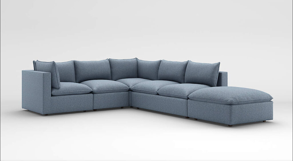 Lotus Modular 5- Piece Lower Sectional Crate and Barrel Sofa