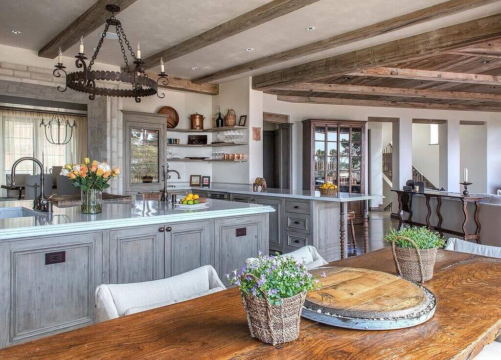 Exposed Wooden Ceiling Kitchen Design