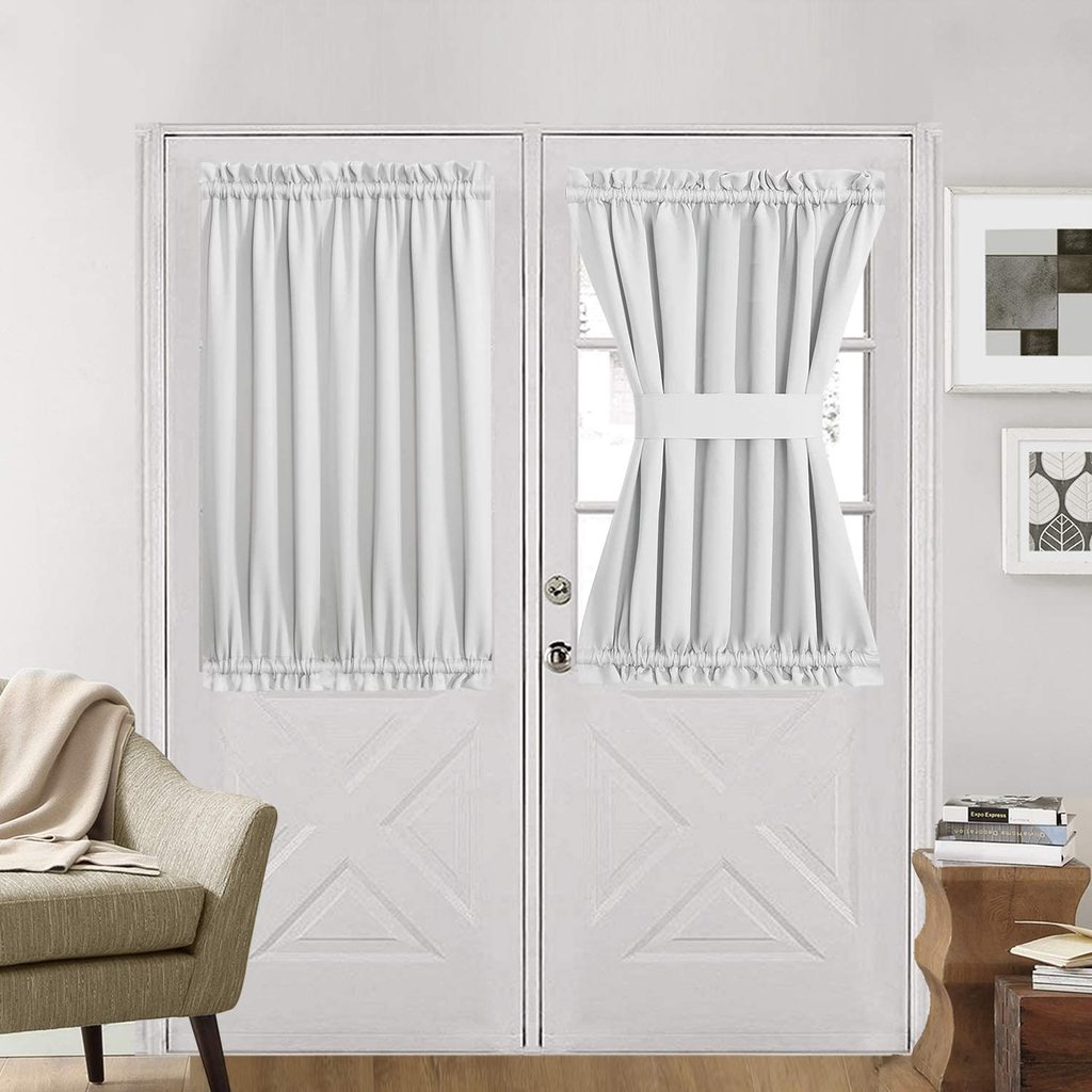 Aquazolax French Door White Blackout Curtains