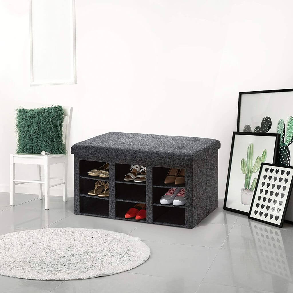 Seville Classics Tufted Shoe Storage Bench