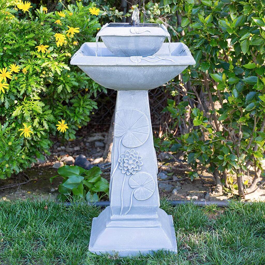 Best Choice Products 2-Tier Pedestal Solar Bird Bath Fountain