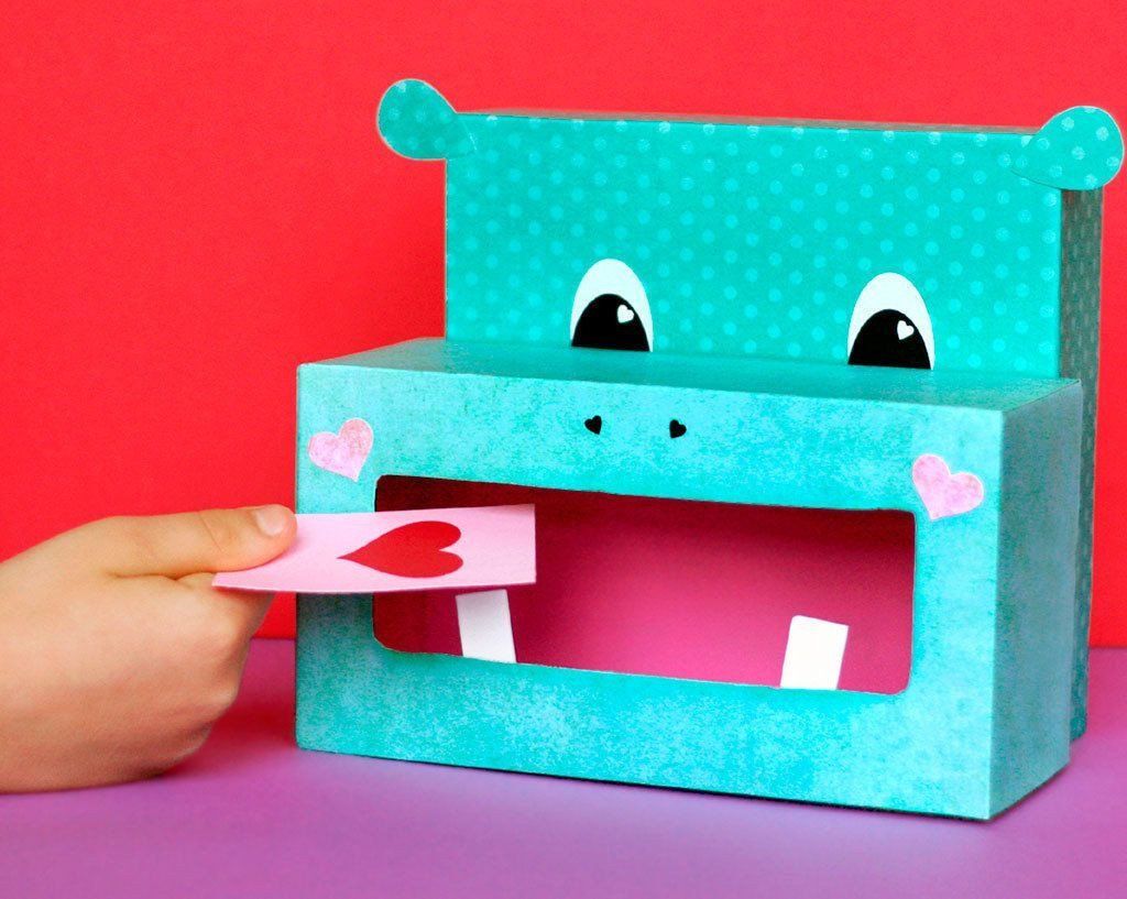 DIY Hippo Valentine Card Box