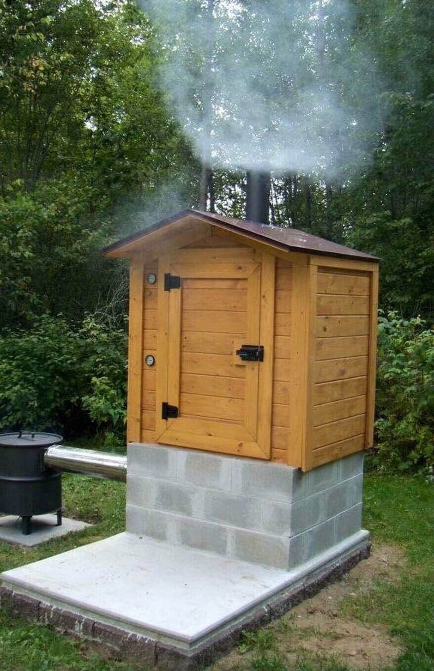 how to build a smokehouse on a cement block