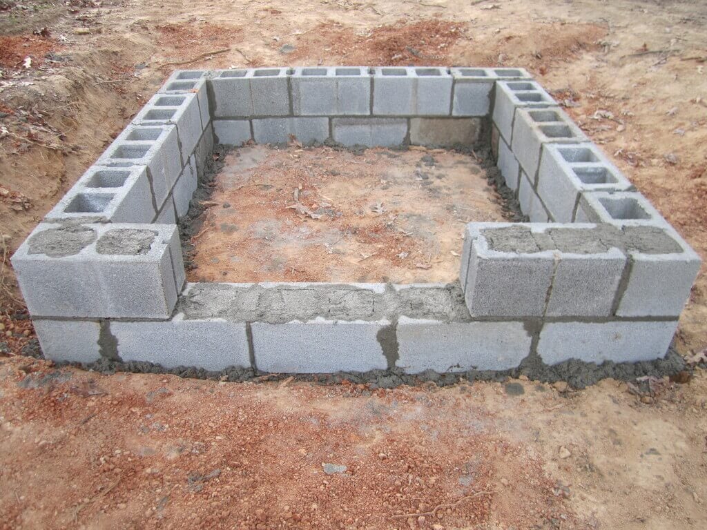  Lay the Cement Blocks or Cinder Blocks  to build smokehouse