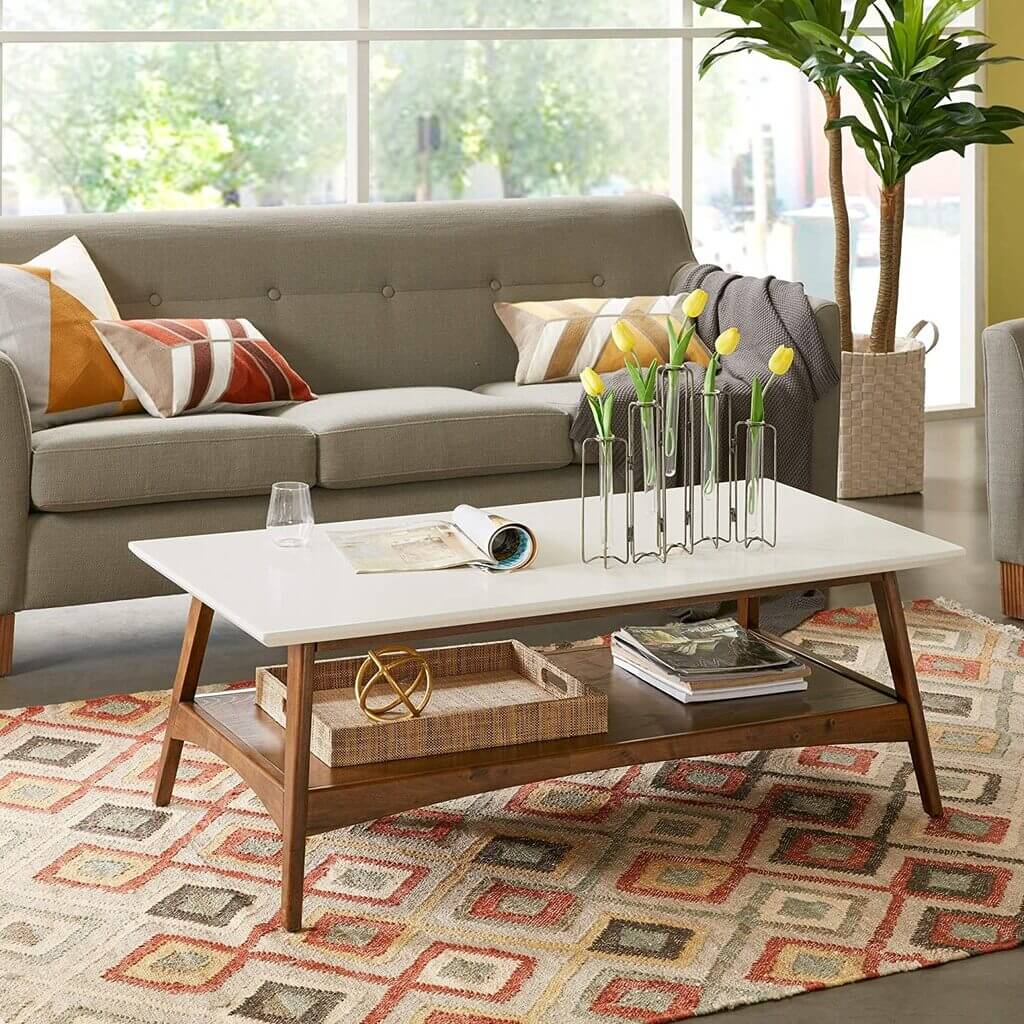 Mid-Century Faux Marble Coffee Table
