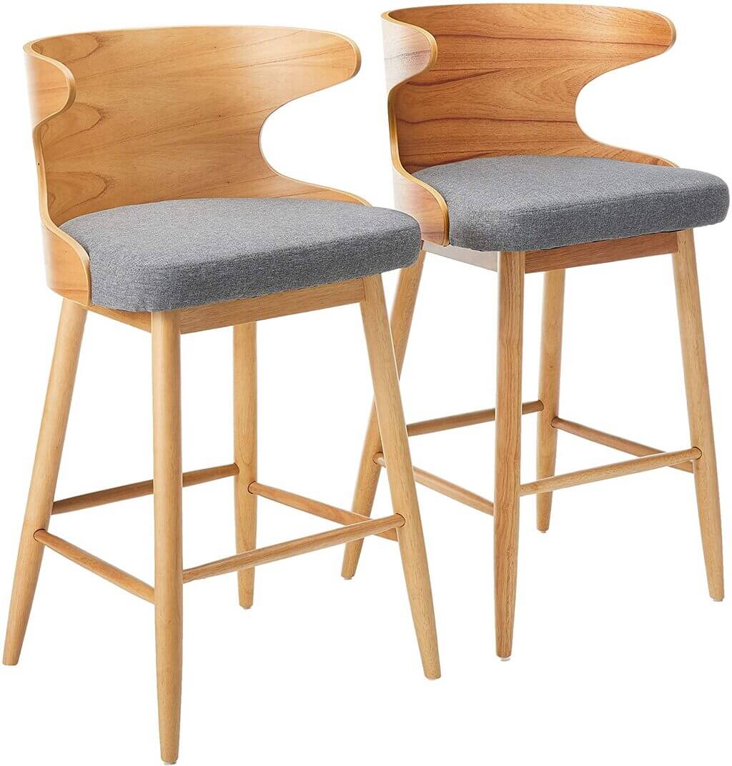 Mid Century Modern Fabric Barstools  - Modern and Eclectic