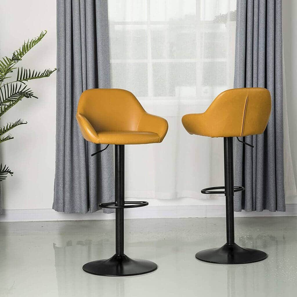 Swivel Leather Bar Chair - Elegance with a Pop of color