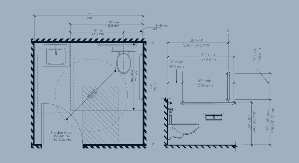 handicap bathroom layout design