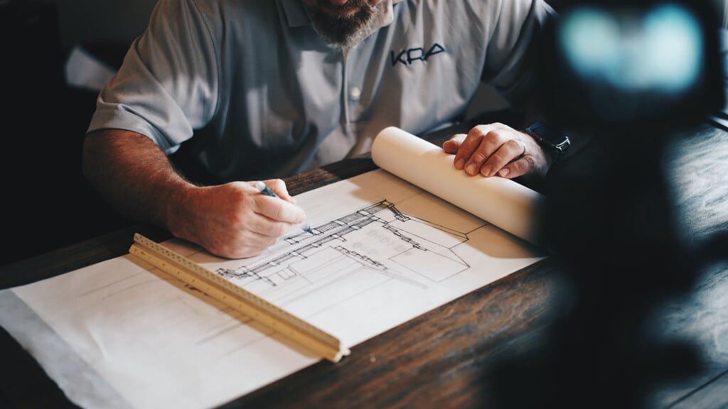 architectural designer working on a table