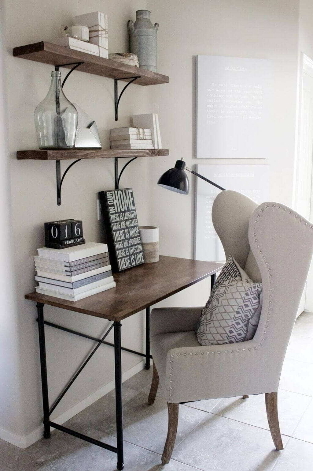 Iron Desk with Floating Shelves