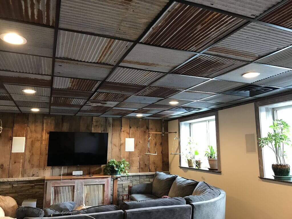 Old Tin Roof Style Ceiling: Basement Ceiling Ideas