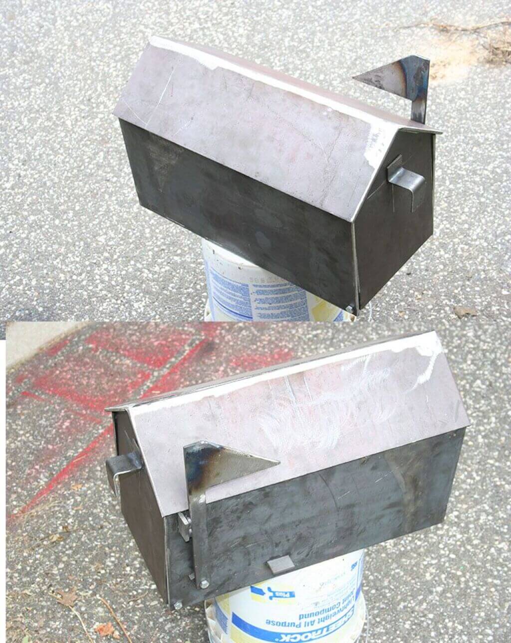 DIY welding projects : A couple of metal boxes sitting on top of a street
