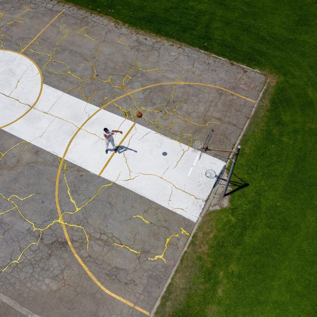 Ten colourful basketball courts