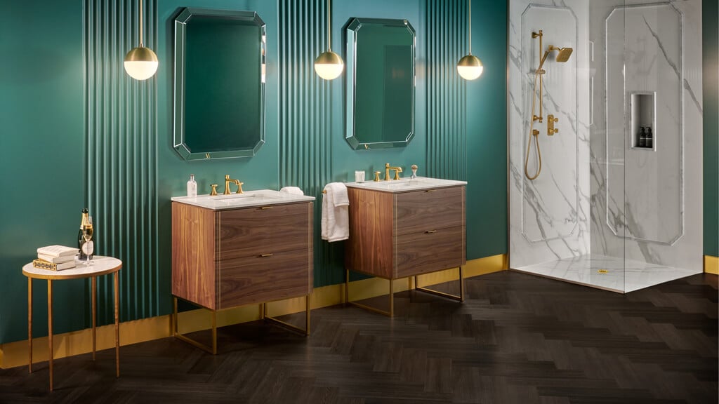 Art Deco-Inspired Bathroom with Period Style Lighting