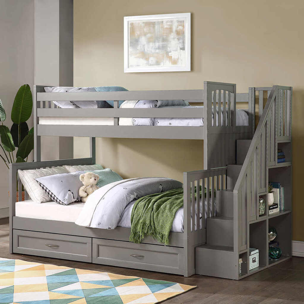 Twin Over Full Bunk Beds With Stairway Storage