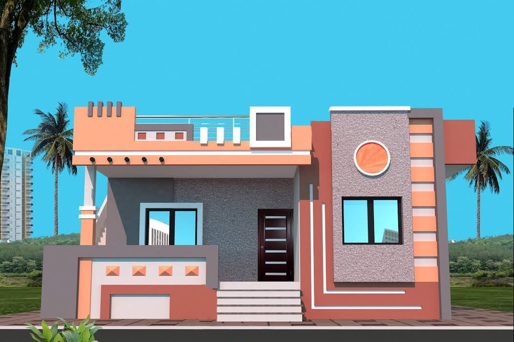 Single Floor House Front Elevation Design In Indian Village | Viewfloor.co